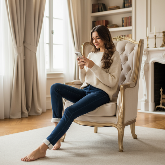 Women’s Winter Pencil Jeans – High-Waist Lambwool Lined Skinny Denim