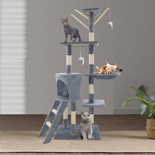 140 cm Cat Tree Tower – Indoor/Outdoor Scratching Post and Climbing Activity Centre