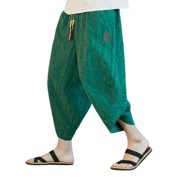 Men’s Japanese Kimono Shorts – Linen Wide-Leg Pants