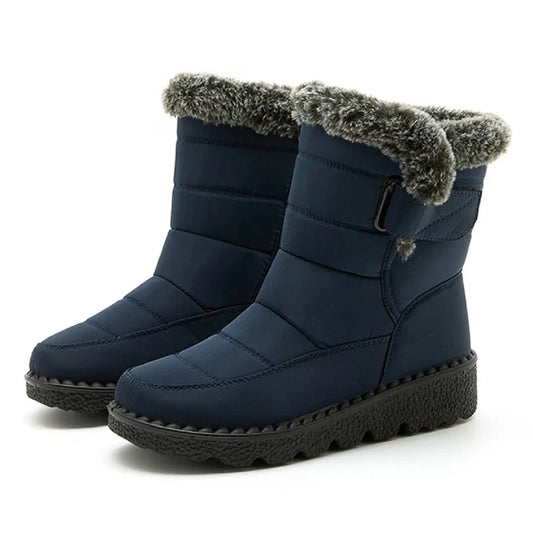 Women's Winter Snow Ankle Low Heels Boots With Fur Shoes
