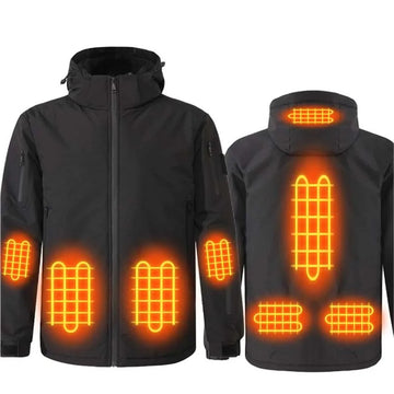 Men's 8 Areas Winter Heated Jacket Electric Heating Hooded Coat