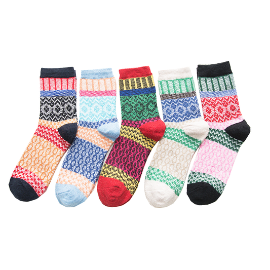 5Pairs/lot Winter Thick Warm Wool Vintage Christmas Socks BLXCK NORWAY™