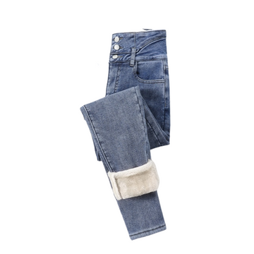 Women's winter jeans thick skinny pants