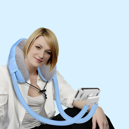 U-shaped pillow with mobile phone holder