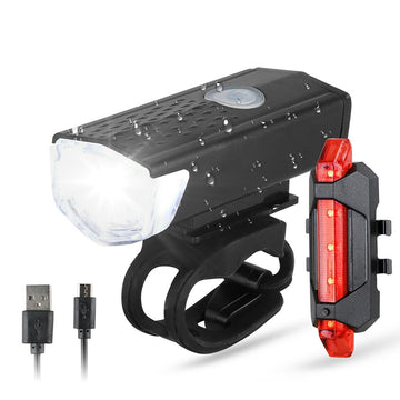 Bike light LED rechargeable front back headlight lamp blxck norway™