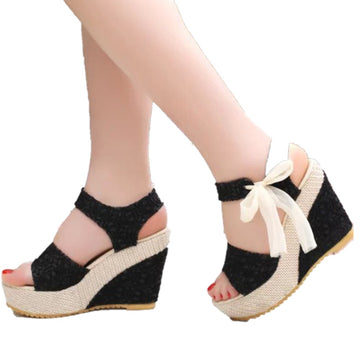 Women's open toe ankle strap wedge sandals blxcknorway™
