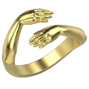 Vintage love hugging hands ring blxck norway™