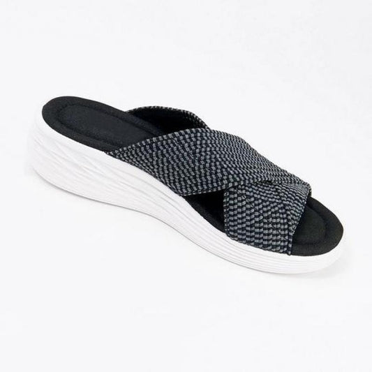 Stretch Cross Orthotic Slide Sandals