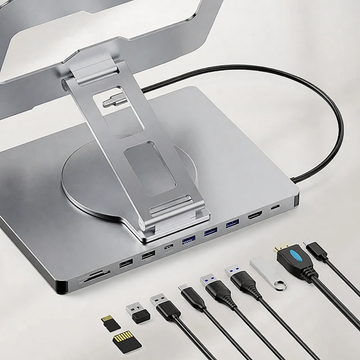 10-in-1 USB-C Docking Station Stand 4K 60Hz Hub with 100W PD Charging