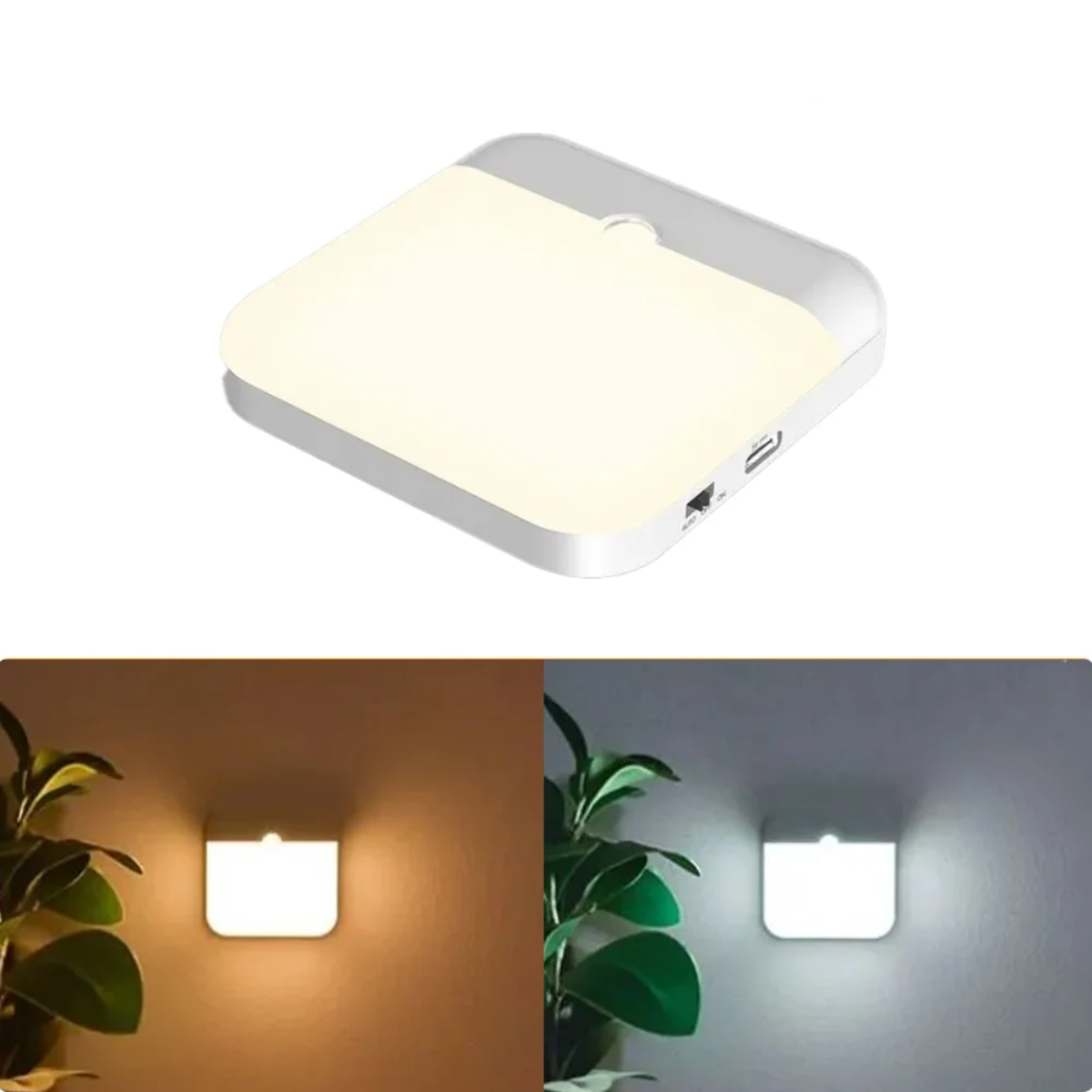 Motion Sensor Light Led Type-C Charging Square Lamp