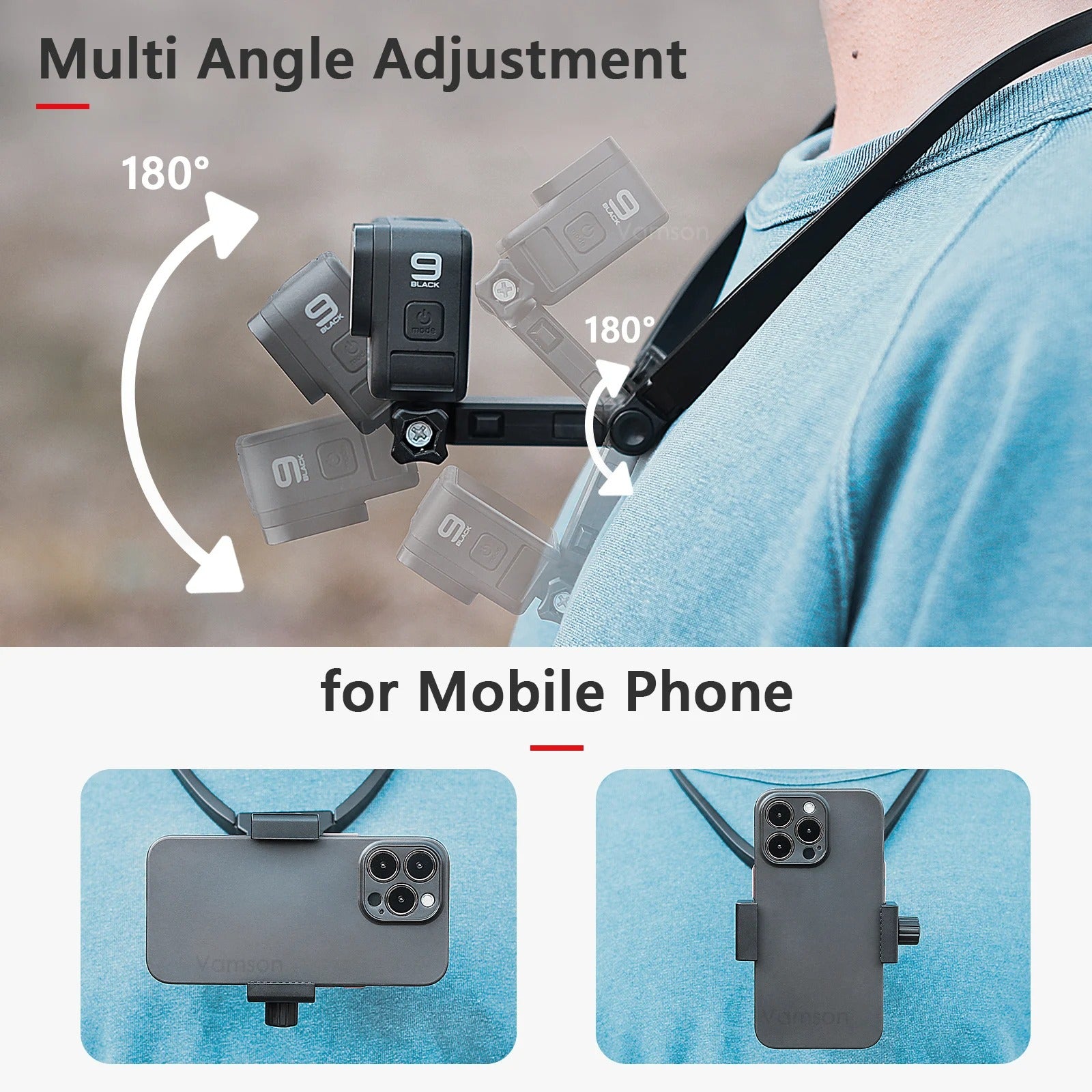 Hand Free Adjustable Phone Ad Go Pro Neck Holder