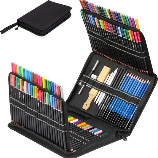 20-144PCS Professional Drawing Sketching Kit with Graphite Charcoal & Travel Case