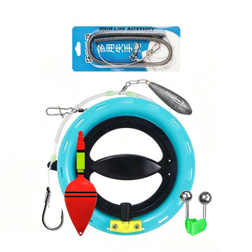 Portable Hand Line Fishing Spool Set with Float & Hook for Saltwater Fishing