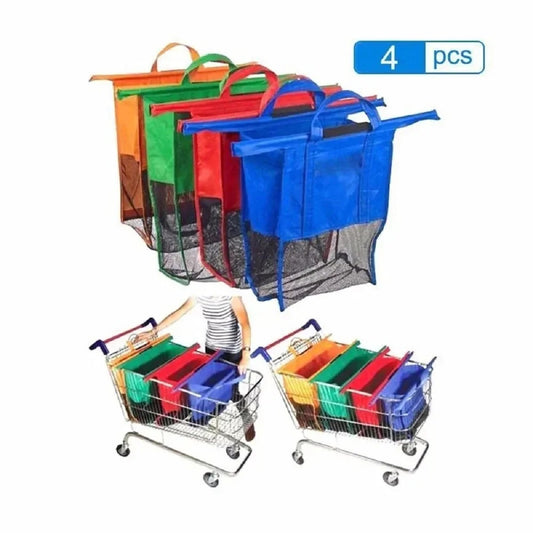 4Pcs/set Foldable Cart Trolley Supermarket Shopping Storage Reusable Bags