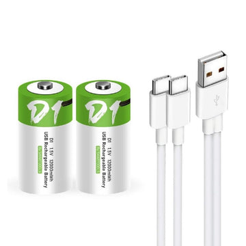 1.5V D-Size Rechargeable Lithium Battery 12000mWh with USB-C Charging