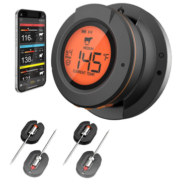 Wireless Bluetooth Meat Thermometer – 2/4-Probe App-Controlled BBQ Oven Grill