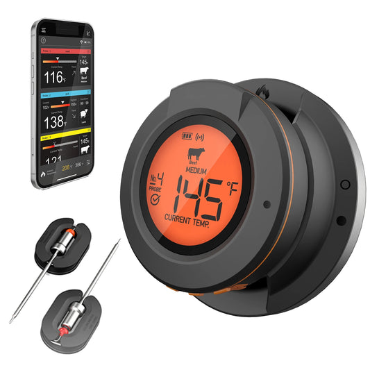 Wireless Bluetooth Meat Thermometer – 2/4-Probe App-Controlled BBQ Oven Grill