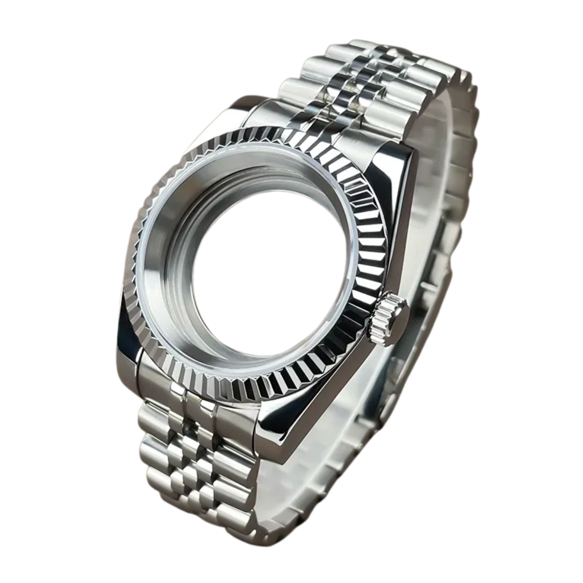 Watch Case Inner Bezel Fluted Bezel Watch Case – Stainless Steel Case with Sapphire Glass