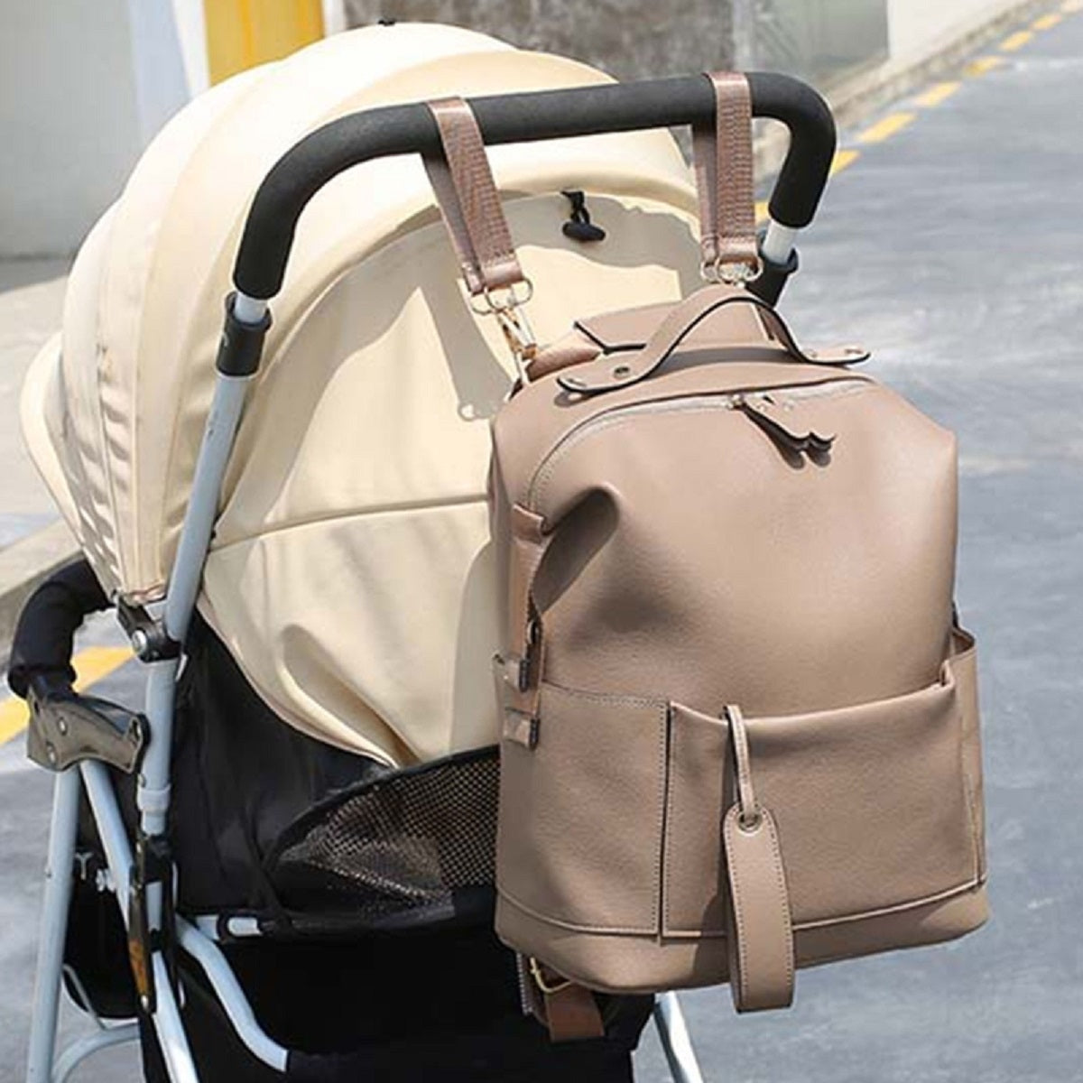 Multifunction Leather Diaper Bag Travel Maternity Backpack