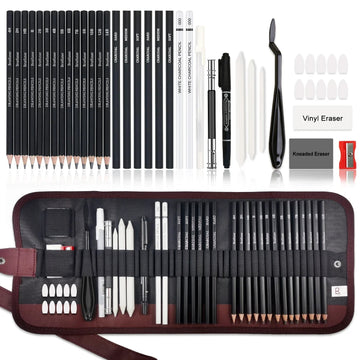 42-68PCS Professional Drawing Kit Graphite & Charcoal Sketch Set with Sketchbook