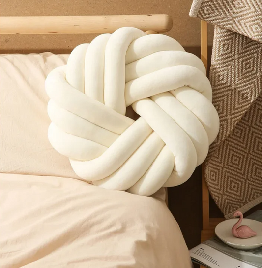 Nordic Style Three-strand Rope Coiled Round Pillow