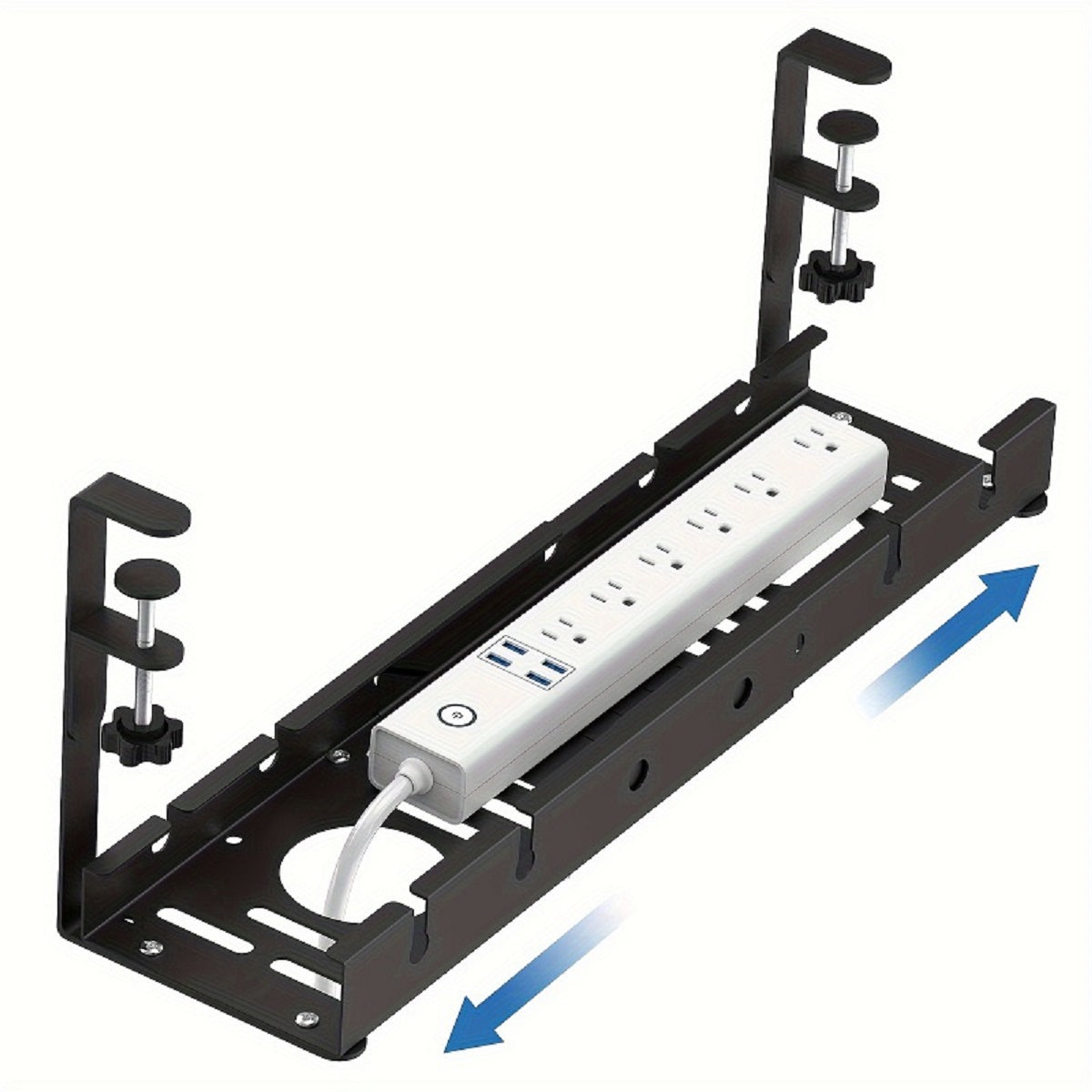 Metal Cable Management Tray Under Desk with Clamp