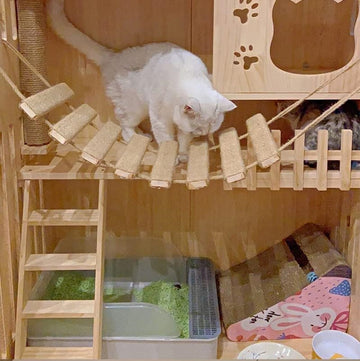 Cat Climbing Frame Tree Wall Bridge Rope Ladder for Pet Wall Furniture