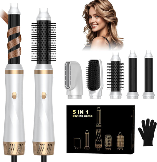 5-in-1 Hair Dryer Brush Set Ionic Air Wrap Styler with Detachable Attachments