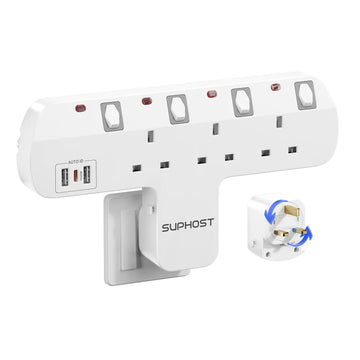 UK 3-Way Plug Adapter – 20W USB-C PD & 2 USB-A Ports