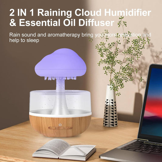 Rain Cloud Humidifier Colorful Mushroom Raindrop Atmosphere Lamp