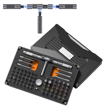 74-in-1 Ratchet Screwdriver Set with T-Handle Portable Multi-Bit Repair Tool Kit