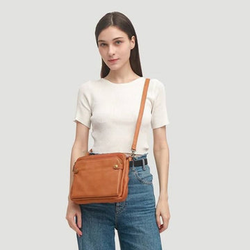 Vintage Three Layer Leather Crossbody Shoulder & Clutch Bag