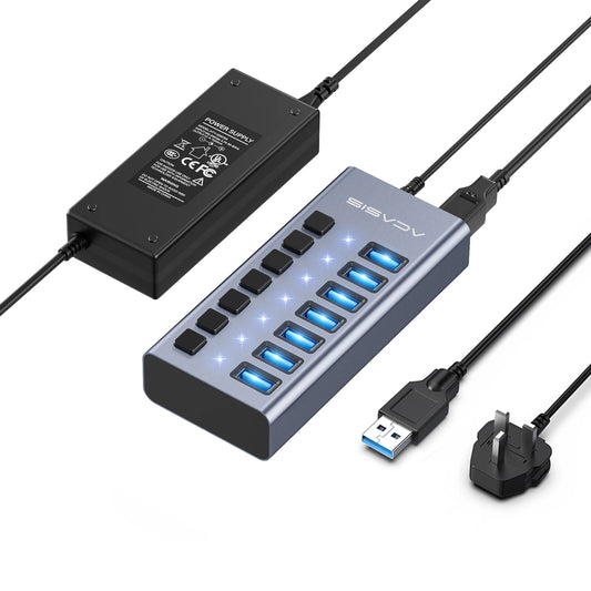 USB 3.1 Hub 10Gbps Multi-Port Data Transfer Hub with Individual Switches
