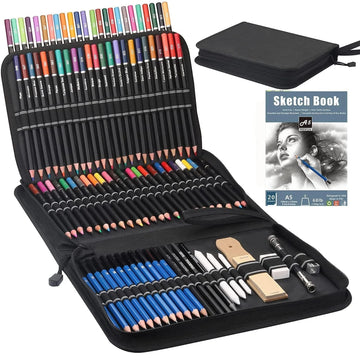 20-144PCS Professional Drawing Sketching Kit with Graphite Charcoal & Travel Case