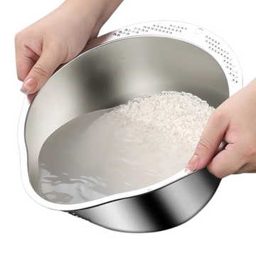 Rice Strainer Bowl – Stainless Steel Washing And Colander for Kitchen