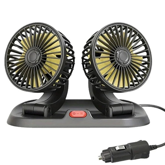 360° Adjustable 3-Head Car Fan USB/12V/24V Dual-Speed Quiet Cooling Fan