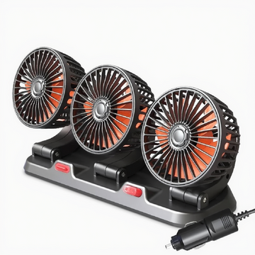 360° Adjustable 3-Head Car Fan USB/12V/24V Dual-Speed Quiet Cooling Fan