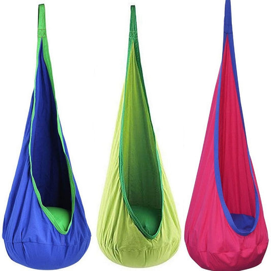 Children's Hanging Hammock Chair with Inflatable Pillow