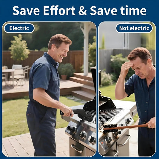 2-in-1 Electric Grill Cleaning Brush Cordless Rechargeable BBQ Grill Scrubber