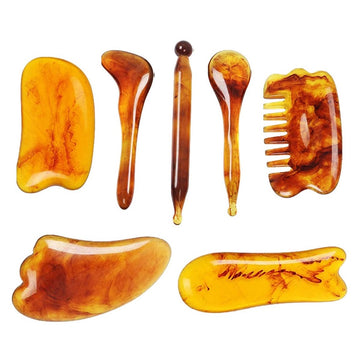 7-Piece Gua Sha Massage Set – Natural Resin Scraping Tools for Face & Body