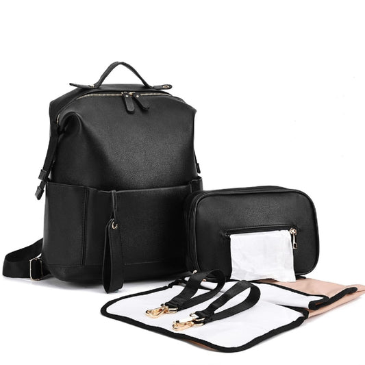 Multifunction Leather Diaper Bag Travel Maternity Backpack