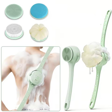 Electric Body Scrubber Waterproof Long Handle Bath Brush with 4 Brush Heads