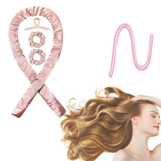 4-Pc Silk Heatless Curling Gift Kit – Love-Print Rods and Satin Headband