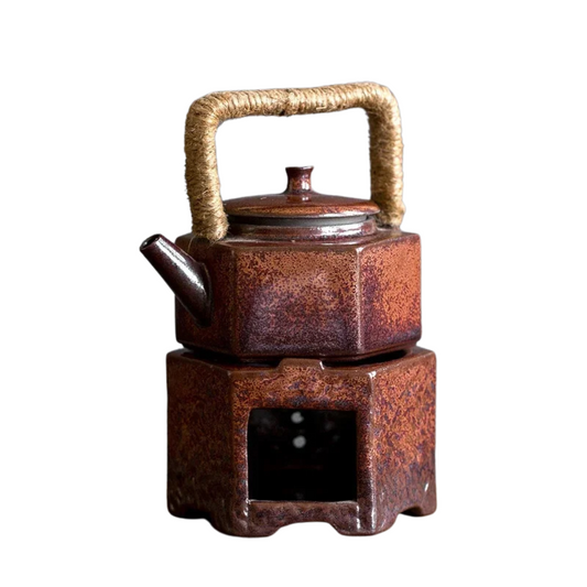 Japanese Stoneware Teapot Warmer – Candle-Heated Retro Ceramic Base