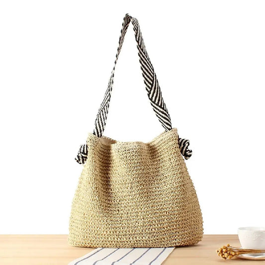 Straw Woven Large Capacity Knot Shoulder Tote Bag