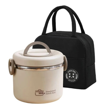 304 Stainless Steel Insulated Lunch Box 2-Layer Leakproof Food Container with Bag