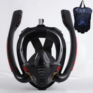 Full-Face Snorkeling Mask Double Tube Dry Top Diving Mask with Panoramic View