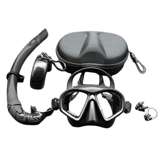 Freediving Mask Set – Glass Snorkel with Camera Mount