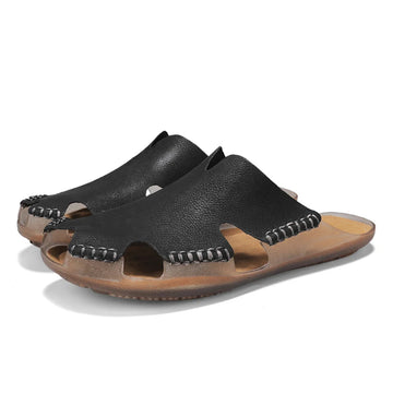 Men’s Leather Non-Slip Slippers – Comfortable Summer Beach Sandals