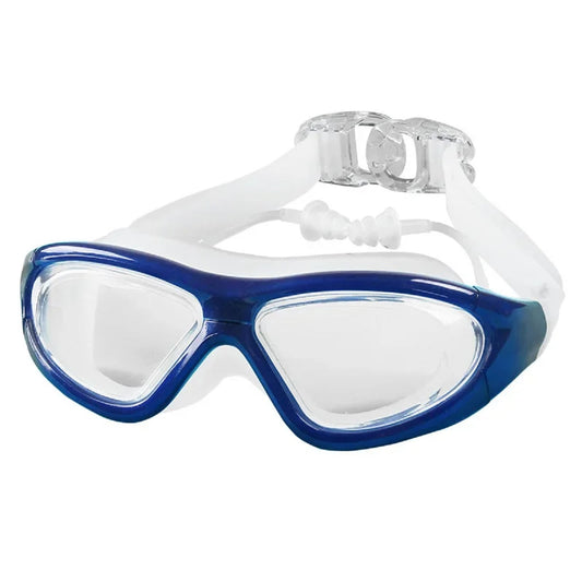 Anti-Fog Swim Goggles – Large Frame Swimming Glasses with Earplugs